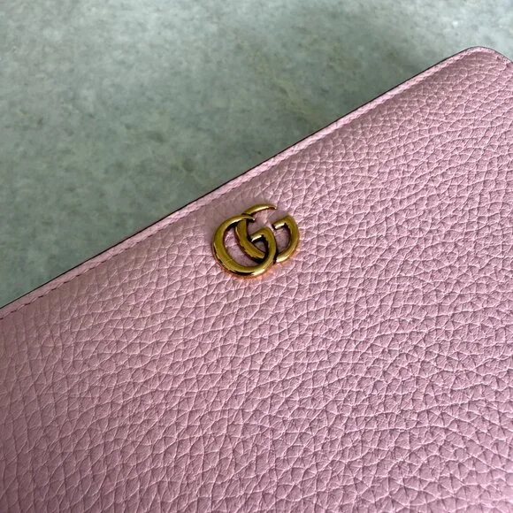 Gucci Bamboo GG Pink Leather Zip Around Long Wallet 739499 AABXM 5823